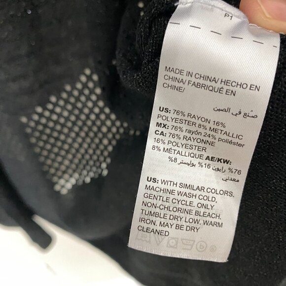 Chicos Shimmer Open Knit Cardigan Sweater Kimono Black Womens Large or Vanity 2 - Picture 5 of 7